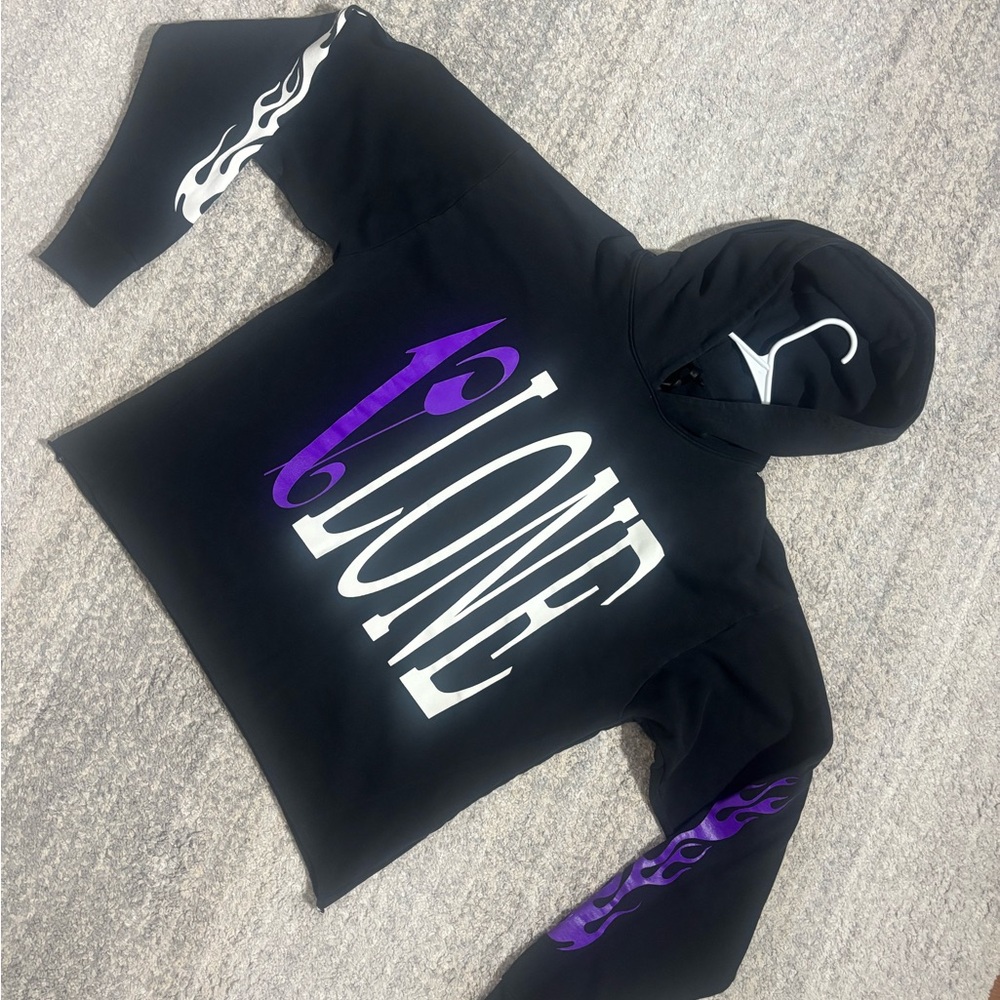 VLONE Black Hoodie with White Accents